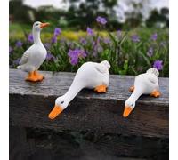 CWOQOCW Statua a forma di anatra da giardino in resina, decorazione per esterni, scultura decorativa per stagno, bianca, realistica, per patio, piscina, portico (#3)