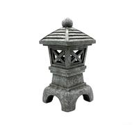 CWOQOCW Statua da giardino a forma di pagoda ad energia solare, lanterna zen con luce a LED, in poliresina, decorazione per esterni, patio, cortile, sentiero, paesaggistica (D)