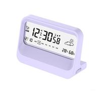 CWOQOCW Sveglia digitale da comodino con più sveglie, ora, data, temperatura, orologio portatile a batteria (viola)