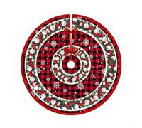 CWOQOCW Tappetino rotondo per albero di Natale, 90 cm, in poliestere, con stampa a cartoni animati, per decorazioni natalizie e stagionali (A)