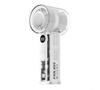 CWOQOCW Ventilatore portatile compatto, con tecnologia a turbina, 4,9 ore di autonomia, protezione anti-groviglio, display LCD (bianco)