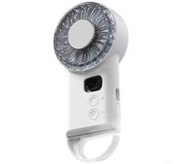 CWOQOCW Ventilatore portatile ricaricabile tramite USB, flusso d'aria a 5 livelli con display digitale e gancio, ventilatore da scrivania compatto per viaggi e lavoro, bianco (bianco)