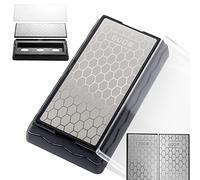 CWOVRS Pietra per affilare coltelli diamantati a doppia faccia, Piastra per affilare diamantata con base antiscivolo per forbici Coltelli Utensili da cucina per esterni Grossa 600# / Extra fine 1200#