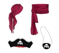 CWPFVQA 1 Bandana Pirata, 1 Cintura Pirata, 1 Benda Sull'Occhio del Teschio, 1 Cappello da Pirata, Accessori da Pirata, Accessori da Pirata per Le Donne, Sciarpa Bandana da Pirata