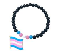 CWPFVQA 1 Braccialetto di Consapevolezza di Genere con 1 Spilla di Consapevolezza di Genere, Braccialetto Arcobaleno, Braccialetto Orgoglio, Bandiera Transgender, Spilla Arcobaleno per Abbigliamento