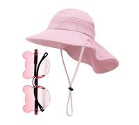 CWPFVQA 1 Pezzo di Cappello Scialle per Bambini E 1 Pezzo di Occhiali da Sole per Bambini, Cappello da Sole per Bambini, Cappello in Rete Traspirante, Occhiali da Sole Carini