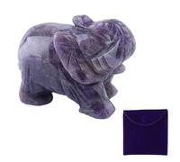 CWPFVQA 1 Pezzo di Elefante di Ametista, 1 Pezzo di Custodia Blu Navy, Gioielli di Elefante di Cristallo da 1,5 Pollici, Accessori Artistici per Statue di Elefanti, Accessori da Scrivania per Donne