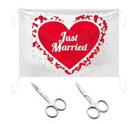 CWPFVQA 1 Pezzo di Sfondo per Foto d'Amore, 2 Forbici, Sfondo per Scena Romantica, Decorazione per Il Taglio del Cuore del Matrimonio, Banner per Il Taglio del Gioco di Nozze