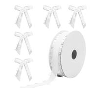 CWPFVQA 1 Rotolo di Nastro di Garza d'Amore, 5 Fiocchi, Nastro Nuziale, Nastro di Organza, Nastro Bianco, Nastro Regalo di Nozze Decorativo, Nastro A Forma di Cuore