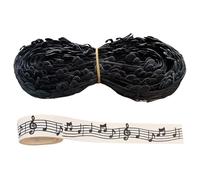 CWPFVQA 1 Rotolo di Nastro per Note Musicali da 10 Metri, 1 Pezzo di Nastro per Note Musicali in Cotone E Lino da 1 Metro, Decorazione per Torte Musicali, Decorazioni per Feste