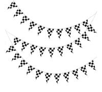 CWPFVQA 1 Set di Bandiere da Corsa, Bandiere Triangolari, Bandiere A Scacchi Bianche E Nere, Decorazioni per Gare di Corsa, Decorazioni per Feste di Corse, Decorazioni per Scene di Feste di Corse