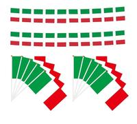 CWPFVQA 1 Set di Bandiere Italiane A Corda E 10 Pezzi di Bandiere Italiane Sventolate A Mano, Decorazioni per Feste, Bandierine, Bandiere Decorative per Eventi Calcistici, Accessori per Tifosi