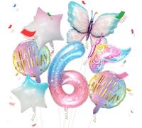 CWPFVQA 1 Set di Stelle A Cinque Punte, Decorazioni Colorate con Palloncini A Farfalla, Decorazioni per Feste di Compleanno, Pacchetto di Palloncini con Numeri, Adatte A Varie Feste