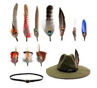 CWPFVQA 10 Pezzi di Fiori per Cappelli di Piume, Cintura per Cappelli da 1 Pezzo, Piume di Pavone, Piume per Cappelli, Piume Colorate per L'Artigianato, Decorazione di Piume