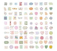 CWPFVQA 100 Fogli di Adesivi Pastello Danesi, Adesivi con Testo Dipinto, Adesivi Carini, Adesivi Ispirati, Adesivi in Vinile Impermeabili, Adesivi per Album, Adatti per Libri, Skateboard