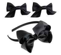 CWPFVQA 2 Fermagli Per Capelli Con Fiocco E 1 Fascia Per Capelli Con Fiocco, Accessori Per Capelli Per Bambini, Unisex, 3 Pezzi, Nero