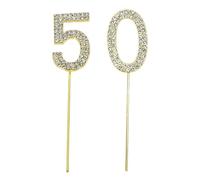 CWPFVQA 2 Pezzi di Inserti per Torta con Numeri, Topper per Torta Decorato con Strass, Inserti per Decorazione Torta di Compleanno Glitter, Decorazioni per L'Anniversario