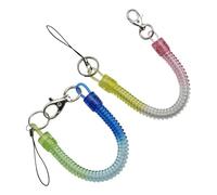 CWPFVQA 2 Portachiavi A Spirale Elastica, Fibbia per Cordino Retrattile, Fibbia per Cordino Anti-Smarrimento, Fibbia per Cordino Elastica in Plastica, Fibbia per Cordino A Molla Multifunzionale