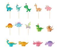 CWPFVQA 32 Decorazioni per Muffin con Dinosauri, 6 Bordi per Torta con Dinosauro, Decorazioni per Compleanno di Dinosauro, Pirottini per Muffin con Dinosauro, Carta per Muffin per Bambini