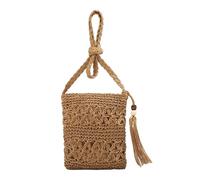 CWPFVQA Borsa in Tessuto Cavo 1 Pezzo, Borsa A Tracolla retrò, Borsa A Tracolla da Donna, Borsa da Spiaggia, Borsa per Il Tempo Libero All'Aperto, Accessori di Abbigliamento (Marrone)