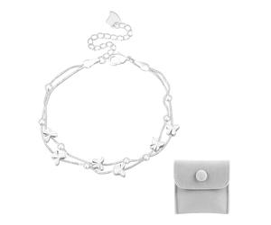 CWPFVQA Bracciale A Farfalla da 1 Pezzo E Borsa per Gioielli da 1 Pezzo, Braccialetto A Doppio Strato, Braccialetto Regolabile, Elegante Braccialetto A Farfalla, Braccialetto da Donna