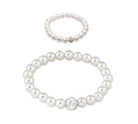 CWPFVQA Bracciale di Perle da 1 Pezzo con Anello di Perle da 1 Pezzo, Braccialetto Semplice Ed Elegante, Braccialetto alla Moda E Versatile, Gioielli di Perle da Donna, Set di Gioielli di Perle