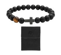 CWPFVQA Bracciale in 1 Pezzo, Custodia per Gioielli in 1 Pezzo, Braccialetto A Croce, Braccialetto da Uomo, Braccialetto in Pietra Occhio di Tigre, Decorazione Braccialetto Personalizzata