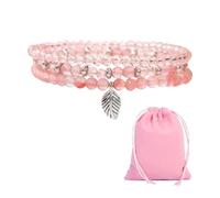 CWPFVQA Braccialetti Di Perle In 3 Pezzi, Braccialetti Di Cristallo Artificiale, Braccialetti Da Donna, Rosa, Bohémien