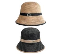 CWPFVQA Confezione da 2 Cappelli A Secchiello da Donna, Cappelli di Paglia all'Uncinetto da Donna, Cappelli A Rete Cava, Cappelli Casual da Esterno, Cappelli da Spiaggia