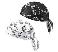 CWPFVQA Confezione da 2 Cappelli Turbante Sportivi, Cappelli Turbante da Ciclismo, Cappelli Turbante Traspiranti Che Assorbono Il Sudore, Cappelli Turbante Anti-UV per Esterno, Nero