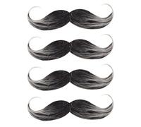 CWPFVQA Confezione da 4 Barba Artificiale, Baffi Neri, Barba Finta Adesiva, Barba Finta per Uomo, Barba Retro Anni '80, Adatta per Cosplay, Trucco