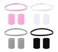 CWPFVQA Confezione Da 4 Fasce Sportive, 4 Paia Di Braccialetti Che Assorbono Il Sudore, Fasce Antiscivolo, Fasce Elastiche, Attrezzatura Sportiva, Adatte Per Fitness, Corsa, Basket E Altri Sport