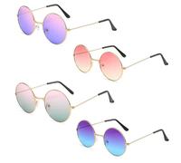 CWPFVQA Confezione Da 4 Occhiali Da Sole Con Montatura Rotonda Sfumata, Occhiali Da Sole Hippie Sfumati, Occhiali Da Donna Con Montatura Rotonda, Occhiali Alla Moda Alla Moda