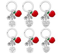 CWPFVQA Confezione Da 6 Portachiavi Di Ringraziamento Per Insegnanti In Metallo Con Ciondolo Apple, Creativi Pendenti Per Zaino, Regali Per Insegnanti