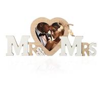 CWPFVQA Cornice per Foto d'Amore da 1 Pezzo, Cornice per Foto A Forma di Cuore Mr & Mrs, Cornice per Foto di Coppia, Artigianato per Anniversari, Adatta per San Valentino, Matrimoni, Anniversari