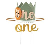 CWPFVQA Corona con Leone per Primo Compleanno da 1 Pezzo con Inserto per Torta da 1 Pezzo, Decorazione per Il Primo Compleanno, Corona in Feltro Carina, Decorazione per Feste nella Giungla