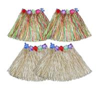 CWPFVQA Gonne in Erba 4 Pezzi, Gonne in Erba Hawaiane, Abbigliamento da Spettacolo, Gonne Elastiche, Accessori per Feste in Spiaggia, Oggetti di Scena per Spettacoli di Danza