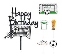 CWPFVQA Inserto da Calcio di Buon Compleanno da 1 Pezzo, con Set di 5 Inserti della Serie di Calcio, Decorazione di Compleanno per Tifosi, Decorazione di Torta di Compleanno, Decorazione di Dessert