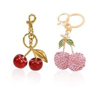 CWPFVQA Portachiavi 2 Pezzi, Ciondoli Con Ciliegie, Accessori Per Bagagli, Portachiavi Da Donna, Portachiavi Fortunati, Regali Per Le Donne