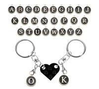 CWPFVQA Portachiavi Con Blocchi Di Costruzione A Forma Di Cuore - 26 Pezzi Di Accessori Per L'Alfabeto Inglese - Per Coppia, Impiombati