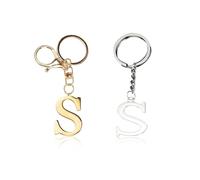 CWPFVQA Portachiavi Con Lettera S 2 Pezzi, Portachiavi Da Donna, Portachiavi Con Lettera Personalizzato, Portachiavi In Acciaio Inossidabile, Utilizzato Per Borse, Chiavi, Ciondolo Fai Da Te