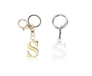 CWPFVQA Portachiavi Con Lettera S 2 Pezzi, Portachiavi Da Donna, Portachiavi Con Lettera Personalizzato, Portachiavi In Acciaio Inossidabile, Utilizzato Per Borse, Chiavi, Ciondolo Fai Da Te