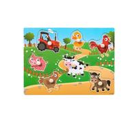CWPFVQA Puzzle Fattoria da 7 Pezzi, Puzzle in Legno, Puzzle in Legno per 1 Anno, Puzzle per Bambini, Puzzle in Legno per Bambini Piccoli, Puzzle per 1 Anno