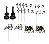 CWPFVQA Set di 25 accessori per torte di compleanno musicali, decorazioni per feste di compleanno per cantanti, feste a tema