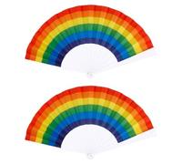 CWPFVQA Ventagli Pieghevoli Arcobaleno da 2 Pezzi, Design Sfumato Arcobaleno, Pieghevoli E Portatili, Leggeri E Facili da Trasportare, Adatti per Uso Esterno E Interno.
