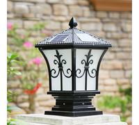 CWVYKNP Lampada A Colonna Solare Vittoriana Lampione da Esterno con Finitura Bronzo Vintage Lanterna A Colonna Impermeabile, Lampada da Esterno A LED Testa di Lanterna A Palo Solare