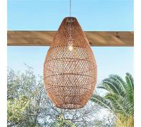 CWVYKNP Lampada A Sospensione Lunga 70 Cm, Lanterna Di Colore Marrone Lampada A Sospensione In Bambù Anticata Personalizzata Lampadario Industriale Da Soffitto In Stile Costiero Per Bar, Sala