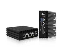 CWWK Mini PC Firewall Micro Appliance, Pentium J3710, 4 Porte LAN i225 2.5GbE, OPNsense Hardware Mini Computer, Fanless PC Barebone Senza RAM/SSD/OS, AES-NI, Console COM, HD, DP
