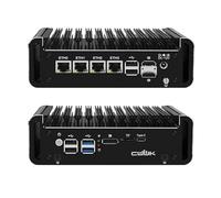 CWWK N305 Mini PC Fanless, Firewall Appliance Mini Computer with 4 x 2.5GbE i226-V LAN, F3 OPNsense Micro PC DDR5 8GB RAM 128GB NVMe SSD, TF, 2*HD+DP+USB-C 4K Display, AES-NI