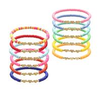 CWWYQ 12 braccialetti dell'amicizia, braccialetti dell'amicizia colorati per ragazze, braccialetti intrecciati fatti a mano per bambini, set di perline regolabili in argilla a forma di cuore per